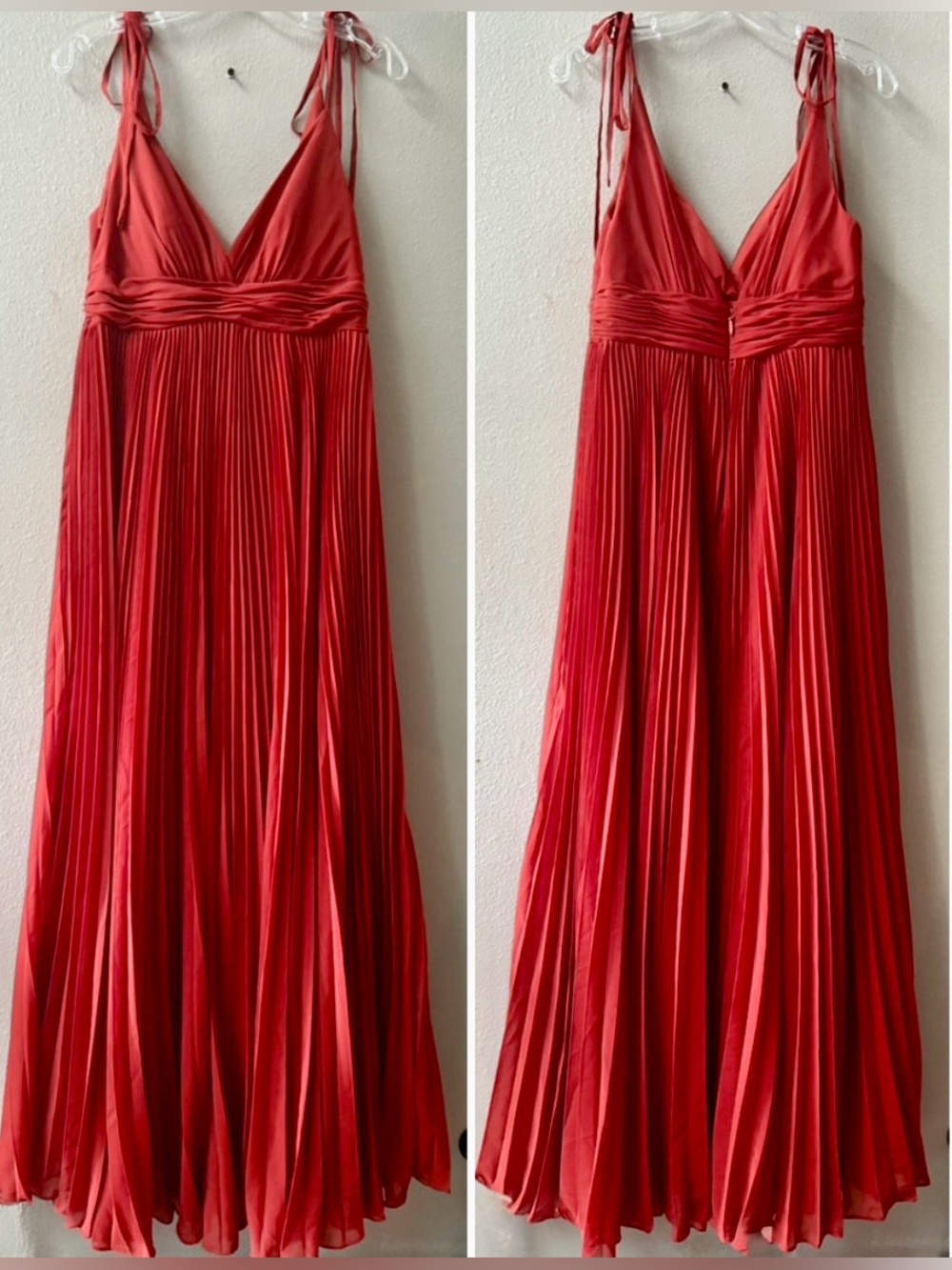 JJ’s HOUSE PLEATED EMPIRE WAIST TIE STRAP BRIDESMAID DRESS BURNT ORANGE Sz.M*